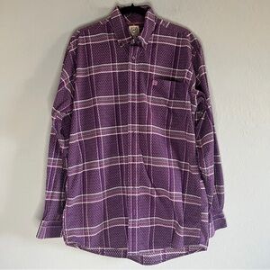 Cinch Men's Long Sleeve Button Down Print Shirt Purple Medium‎ MTW1103972